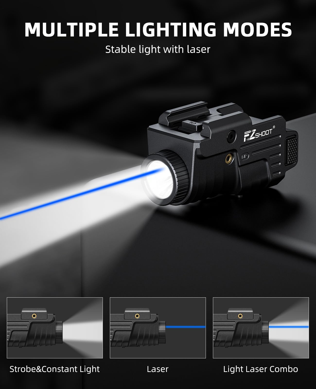 Industrial Green Laser - EZshoot 800-Lumen-Pistolenlicht, rot/blau/grün, Laser-Kombination, kompakte Taschenlampe