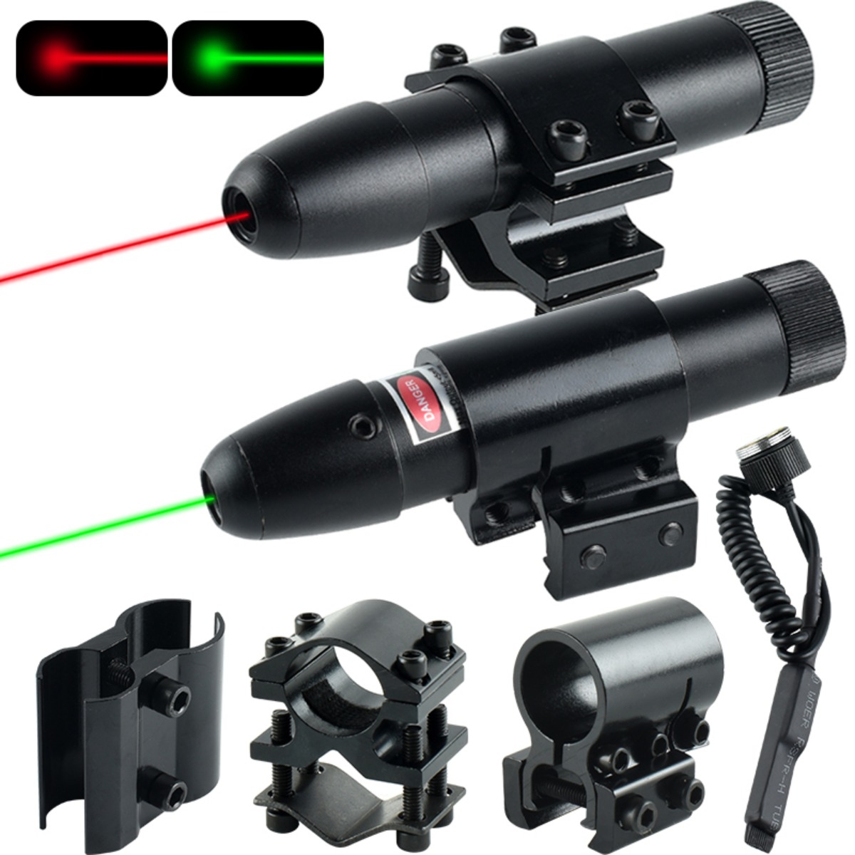 Industrial Green Laser - Taktisches Rot-Grün-Punkt-Laserzielgerät Airsoft Laserpointer Universal für