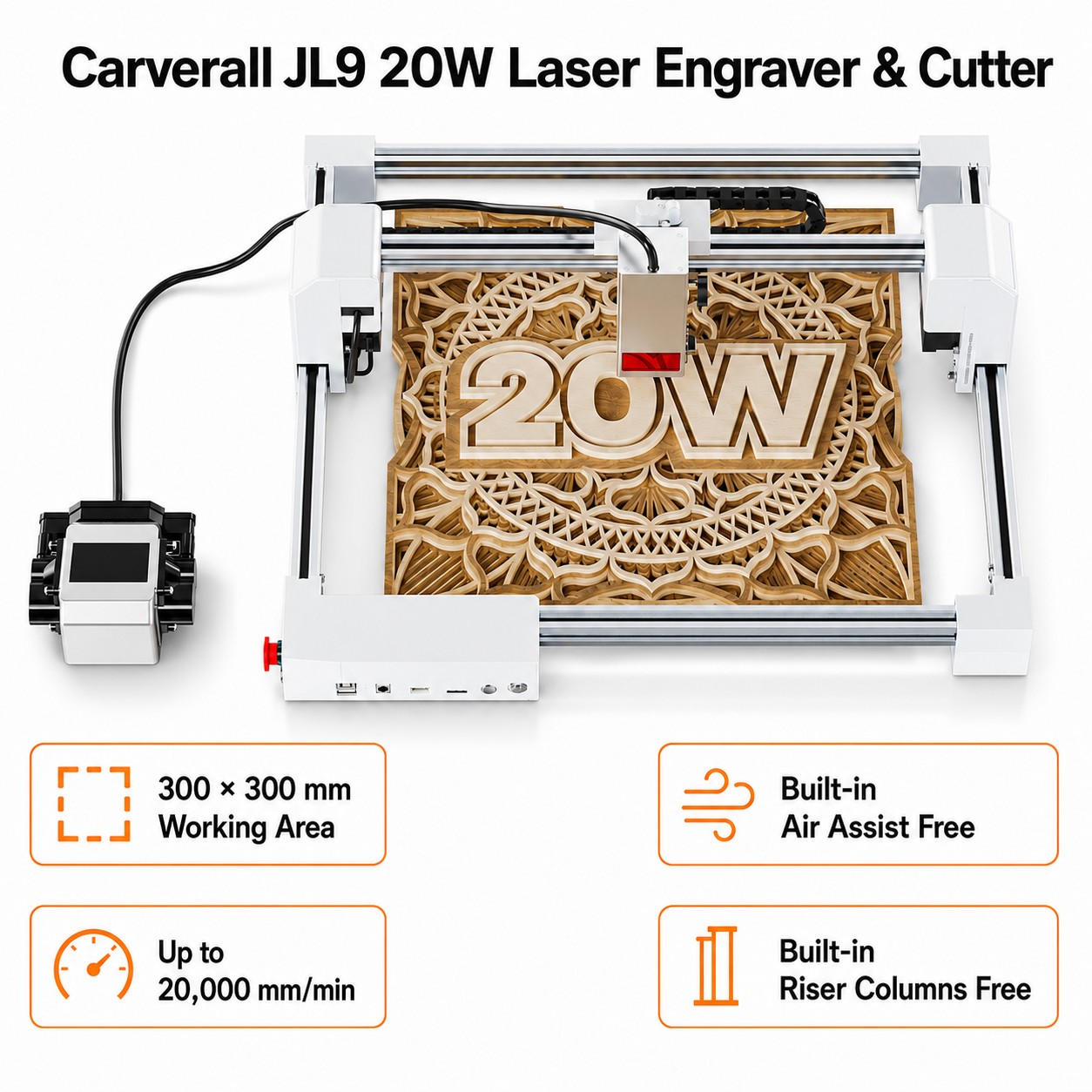 Industrial Laser Cutting Machine - Carverall JL9 20W Laser-Gravier- und Schneidegerät,