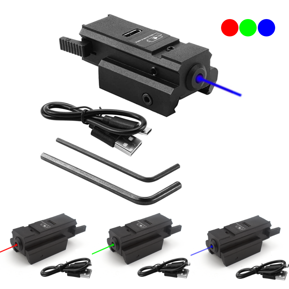 Industrial Green Laser - Blau-Grün-Rotpunkt-Laservisier mit USB-Aufladung und passend für