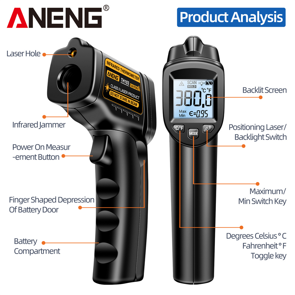 Infrarot-Laser-Thermometer, in – Industrial Laser Thermometer Gun Bewertung und Preis